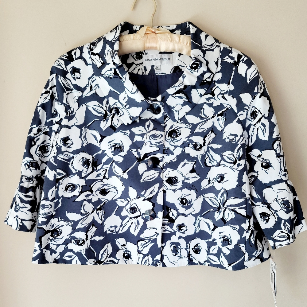 JONES NEW YORK "Enchanted Garden" Blazer - 3/4 Sleeve - Swing